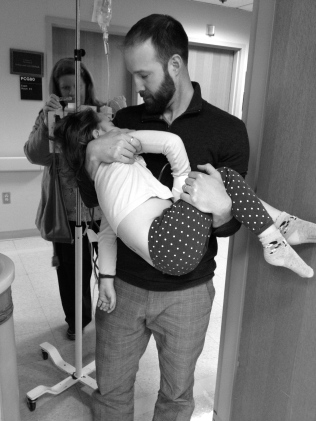 normally they wheel the kids into a recovery room (after their spinals), but Danny wanted to carry Natalie as he never gets to go to these appointments b/c of work.